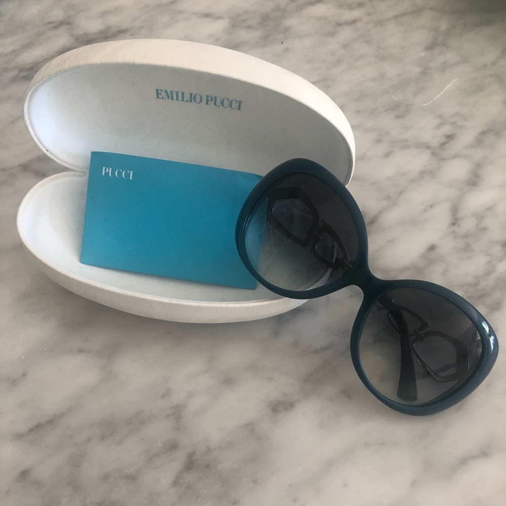 Emilio Pucci sunglasses teal blue.
